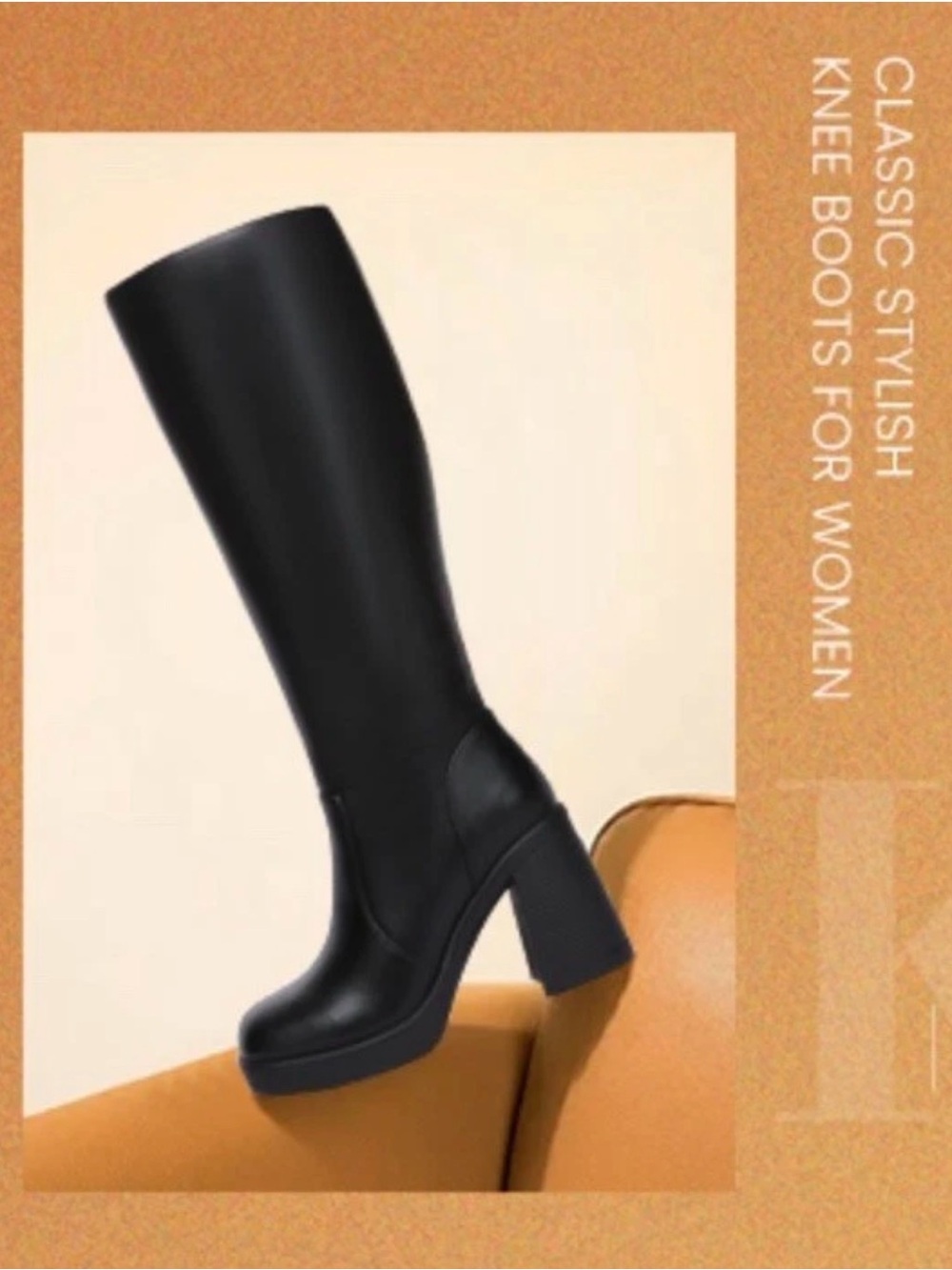BOUWNO NEW Black Knee High Women’s Chunky Boots size 9 - Picture 6 of 15